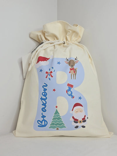 Personalised Big Letter Santa Sack | Pastel Christmas Design
