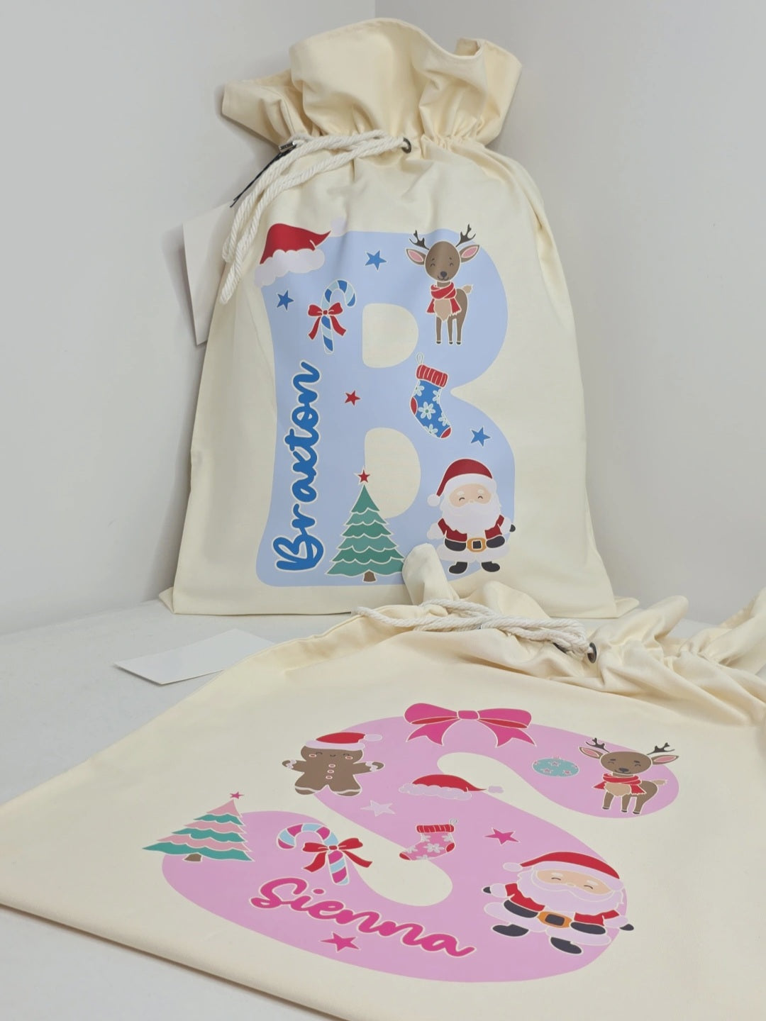 Personalised Big Letter Santa Sack | Pastel Christmas Design