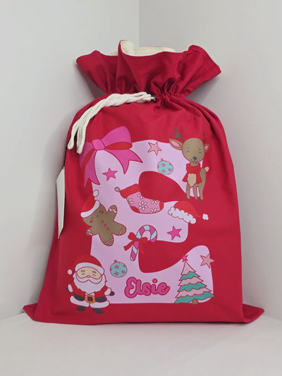 Personalised Big Letter Santa Sack | Pastel Christmas Design