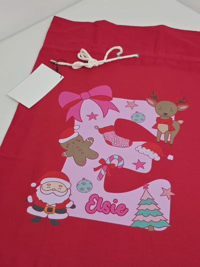 Personalised Big Letter Santa Sack | Pastel Christmas Design
